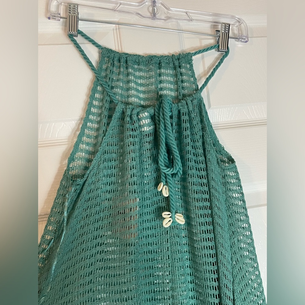 NWT: Haute Hippie Aqua Crochet Maxi Dress/Beach Cover-up Rope Straps Size Small - Picture 6 of 8